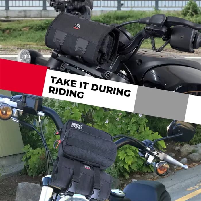 KEMIMOTO-Sac à outils universel pour moto, pochette à outils pour guidon, pochette à outils, rouleau, Softail, ocia, Sportster, poudres à outils