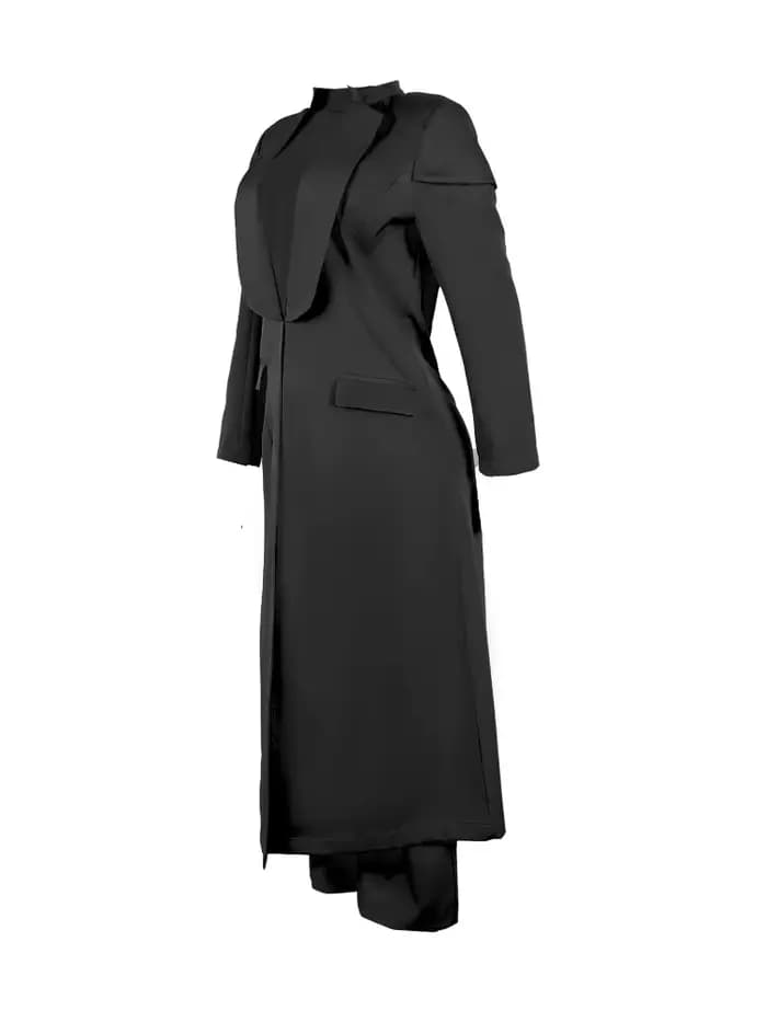 Ensemble deux pièces pour femmes, pantalon à taille, coupe cintrée, veste à revers longue, parfait pour créer des looks de bureau ou de soirée polis