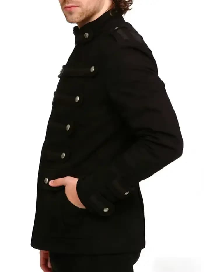 Veste pour homme, style gothique, steampunk, militaire, uniforme de parade, manteau Harajuku unisexe, noir, vintage, streetwear, coupe slim, tendance décontractée