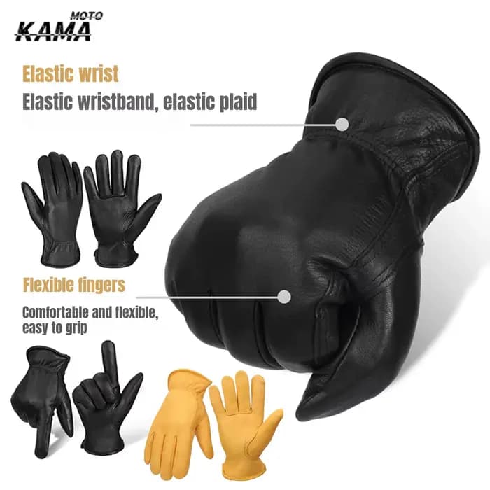 Gants de protection rétro en cuir de cerf pour la conduite