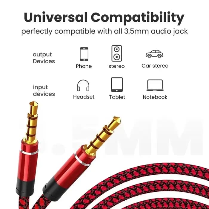 Câble Audio ligne Aux d'extension mâle à mâle