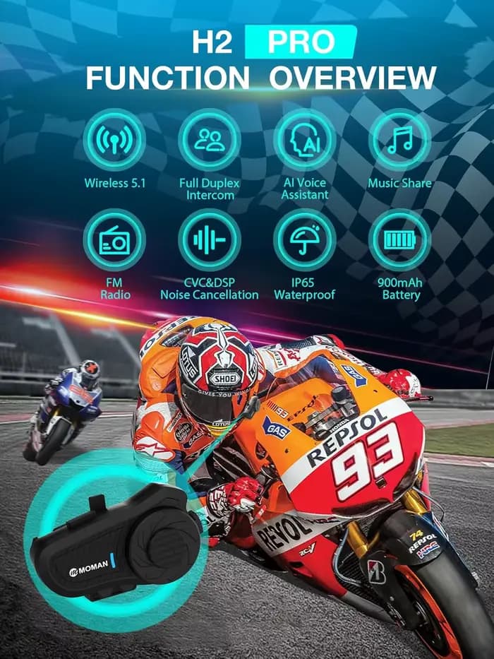 Intercom pour casque de moto Moman