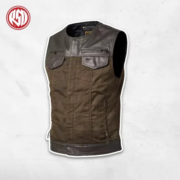 RSD Temple Gilet moto hommes Veste Original classique en cuir de Buffalo Vintage