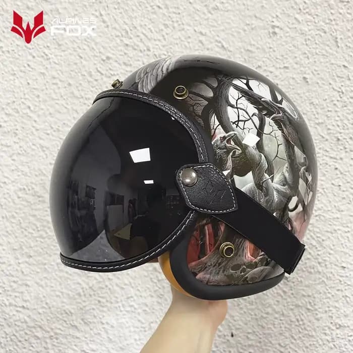 Noir rétro universel casque de moto bulle bouclier visière lentille haute élasticité
