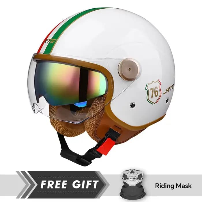 Casques de moto à Double lentille rétro DOT 3/4