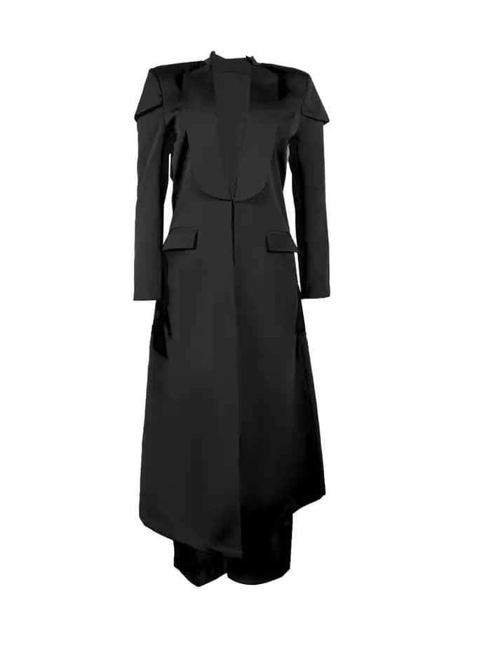Ensemble deux pièces pour femmes, pantalon à taille, coupe cintrée, veste à revers longue, parfait pour créer des looks de bureau ou de soirée polis