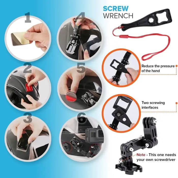 Kit de casque de moto pour GoPro Hero 13 12 11 10 Support de menton