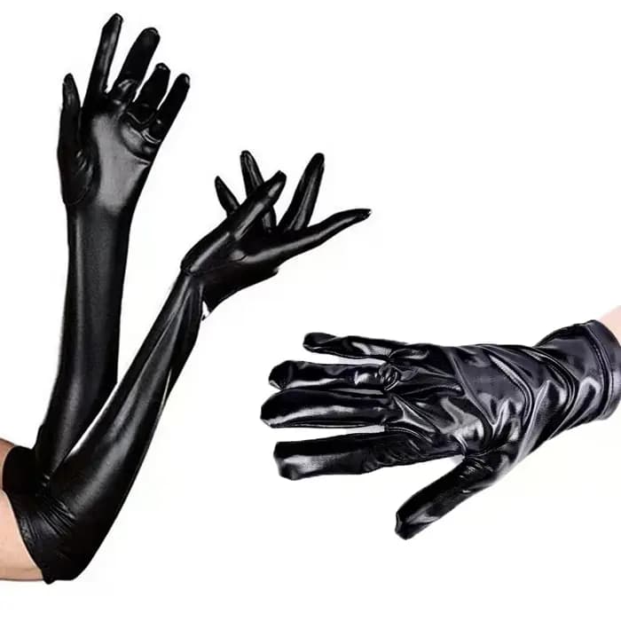 Punk Rock HipHop Jazz Disco danse gant argent Sexy extensible en cuir PU maigre Long gant brillant métallique mitaine Cosplay accessoire
