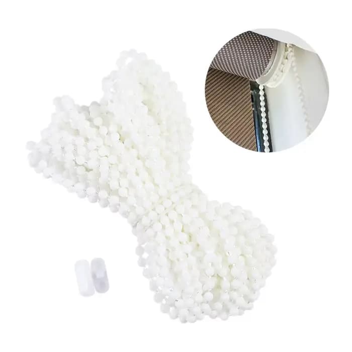 Accessoires de rideau de 10 mètres avec connecteurs, corde de rideau en plastique blanc, cordon de traction, chaîne de perles aveugles