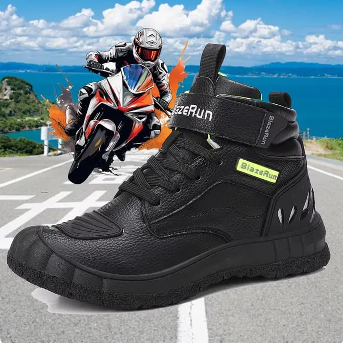 Bottes de moto en cuir pour hommes