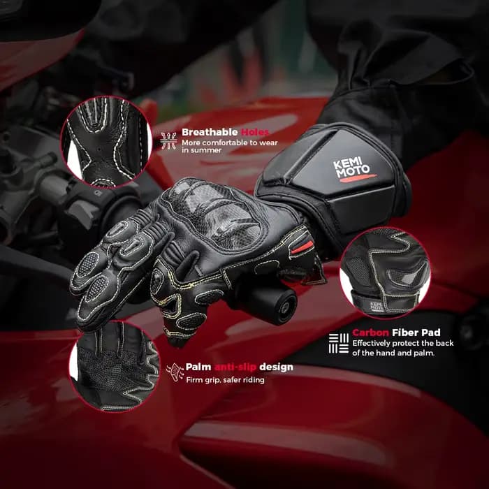 KEMITOUR gants de Moto en cuir