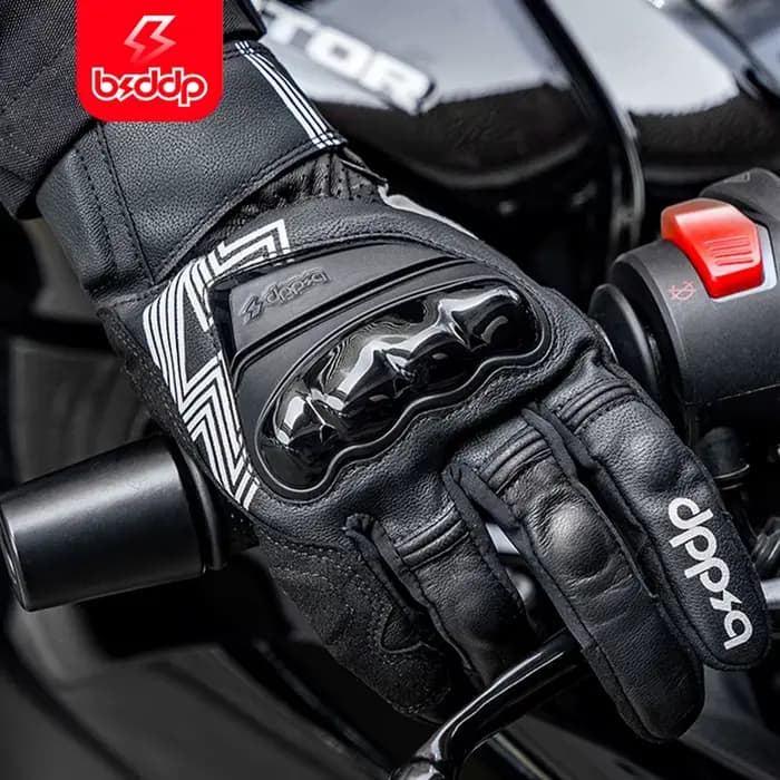 Gants de moto en cuir véritable TPU pour hommes et femmes