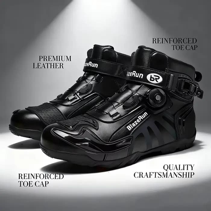 Chaussures de moto en cuir microfibre