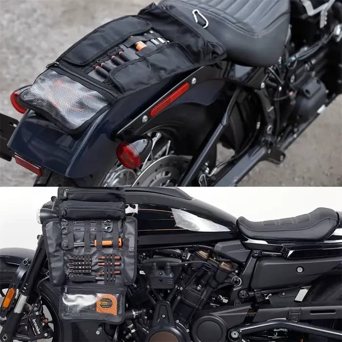 KEMIMOTO-Sac à outils universel pour moto, pochette à outils pour guidon, pochette à outils, rouleau, Softail, ocia, Sportster, poudres à outils