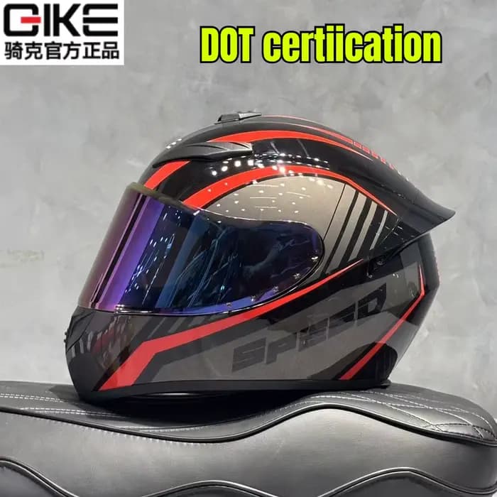 Casque certifié QIKE DOT Red Venom intégral pour moto avec plusieurs aérations