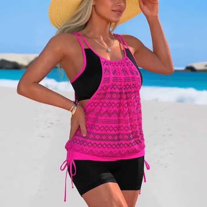 Maillots de bain pour femmes 2026, maillots de bain deux pièces avec poches sportives, shorts de bain, biquíni praia feminino