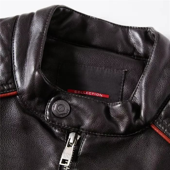 Veste en cuir doublée de fourrure pour hommes