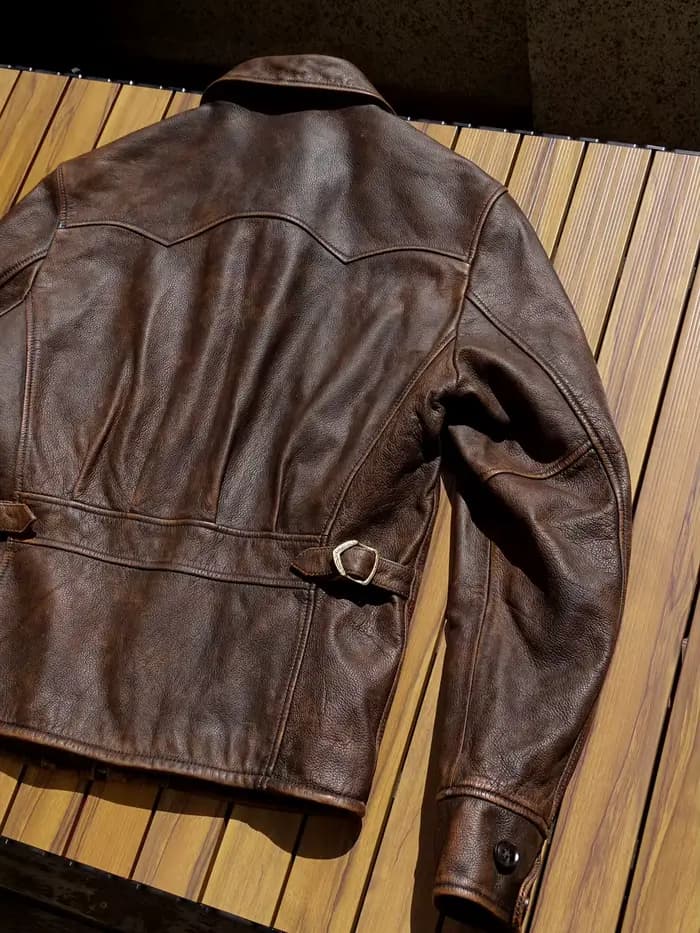 Veste en cuir véritable pour moto