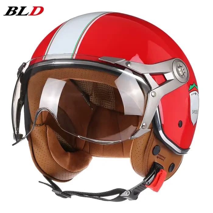 Casque de Moto Vintage BLD Jet avec visière
