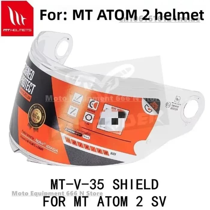MT ATOM 2 SV lentille de casque Original HD Transparent MT-V-35 rabattable accessoires