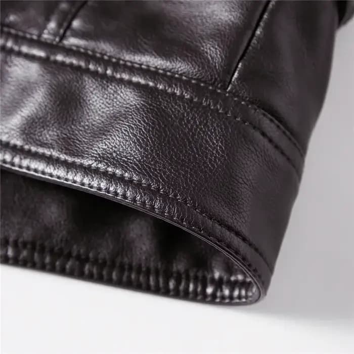 Veste en cuir doublée de fourrure pour hommes