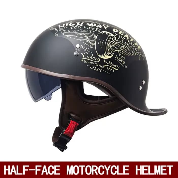 Casque de moto demi-casque d'été pour hommes avec miroir interne