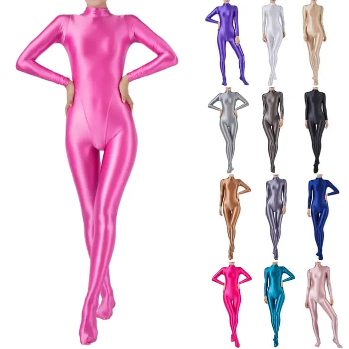 Combinaison brillante pour femmes, maillot de bain une pièce, manches longues, collants complets, Body, entraînement, Fitness, Yoga, protection contre les éruptions cutanées