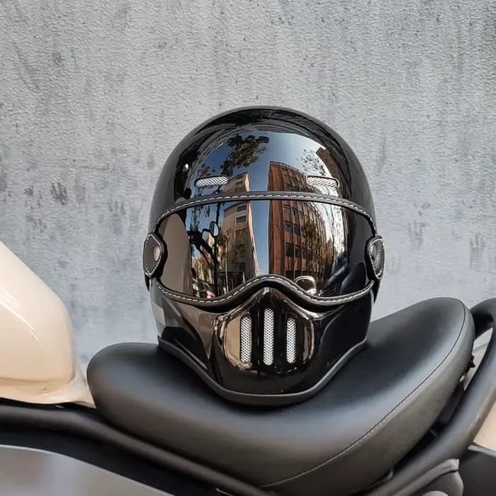 Casque de Moto Rétro à Visage Complet