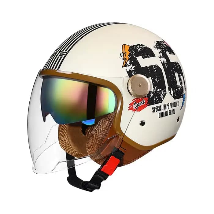 Casque Jet rétro DOT casques de Moto visage ouvert hommes femmes 3/4 demi-casque