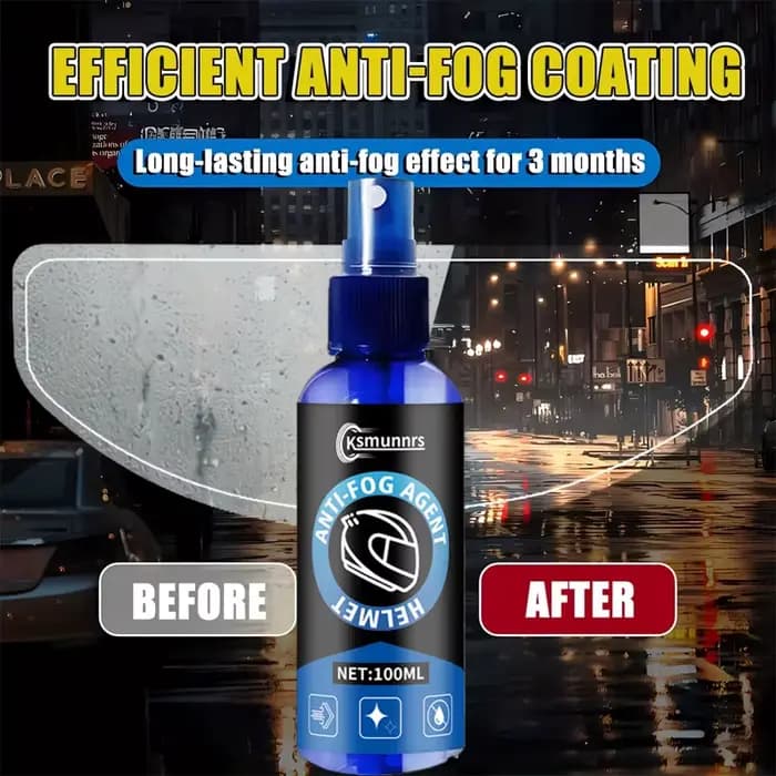 Spray anti-buée pour casque de moto - Solution anti-pluie