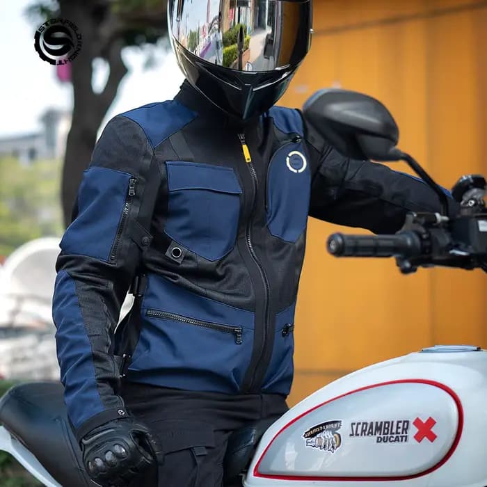 Veste de moto bleue d'été Certification CE