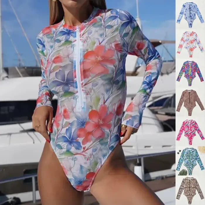 Combinaison de bain pour femmes avec fermeture éclair, protection solaire, haute élasticité, adaptée à la natation, à la plage et à la vie quotidienne