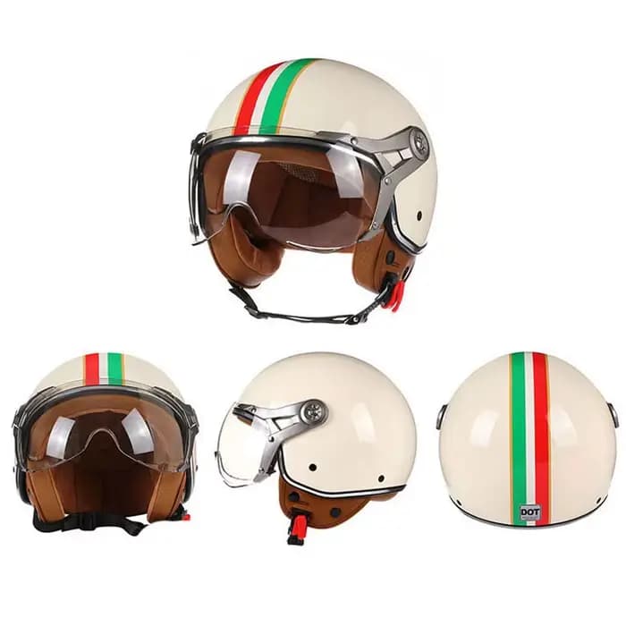 3/4 Casque De Moto visage ouvert DOT approuvé rétro Chopper Vintage