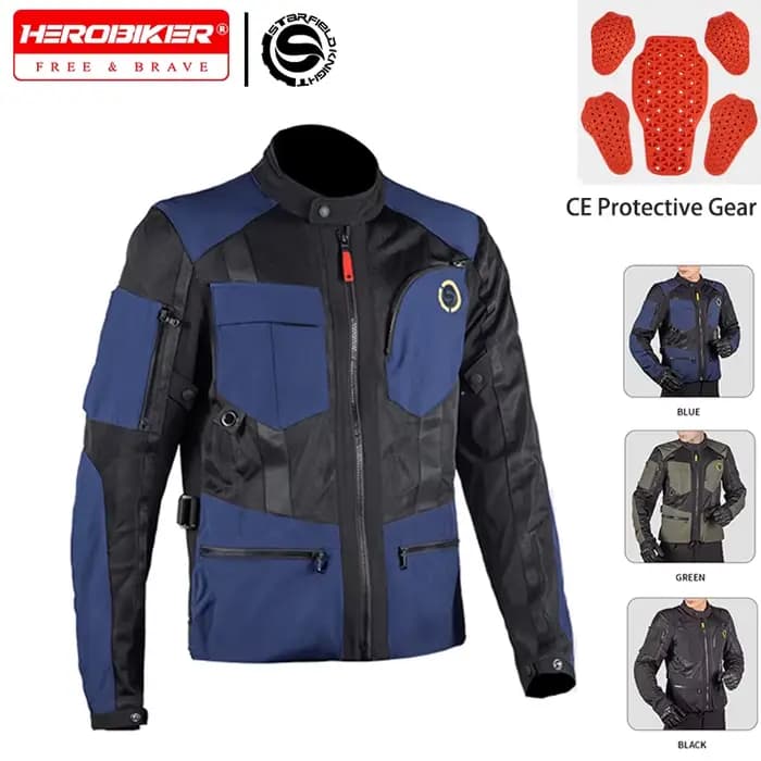 Veste de moto bleue d'été Certification CE