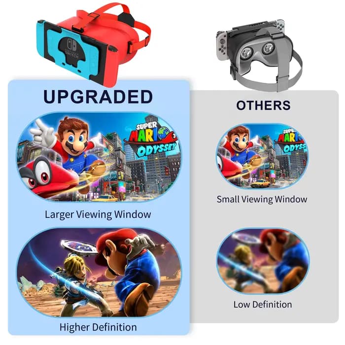 Casque VR amélioré pour Nintendo Switch & Switch OLED, lunettes de réalité virtuelle Switch avec lentilles HD réglables et confortables