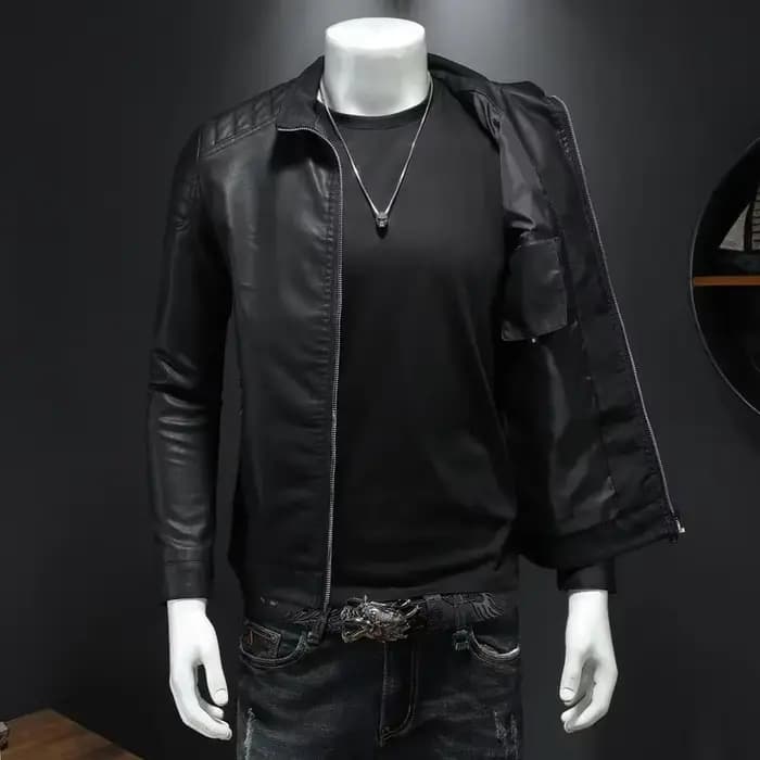 Hommes veste en cuir PU moto Streetwear Baseball extérieur Bomber manteau décontracté