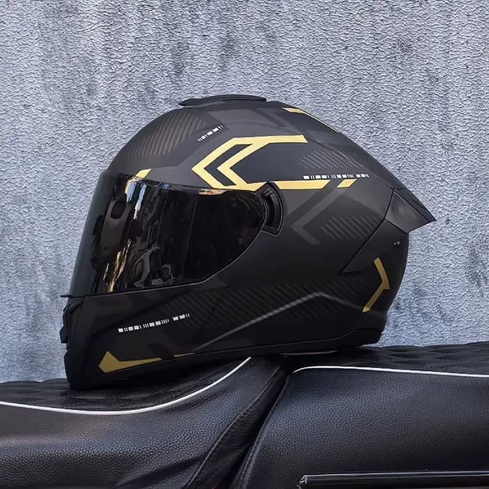 Casque de moto intégral LVS avec double pare-soleil