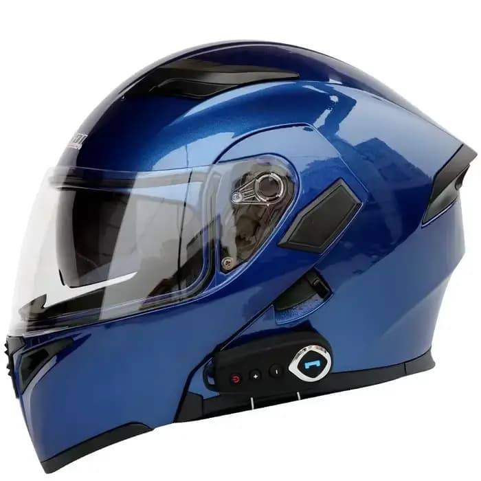 Nouveau casque Bluetooth visière rabattable double lentille Casco Moto Cool