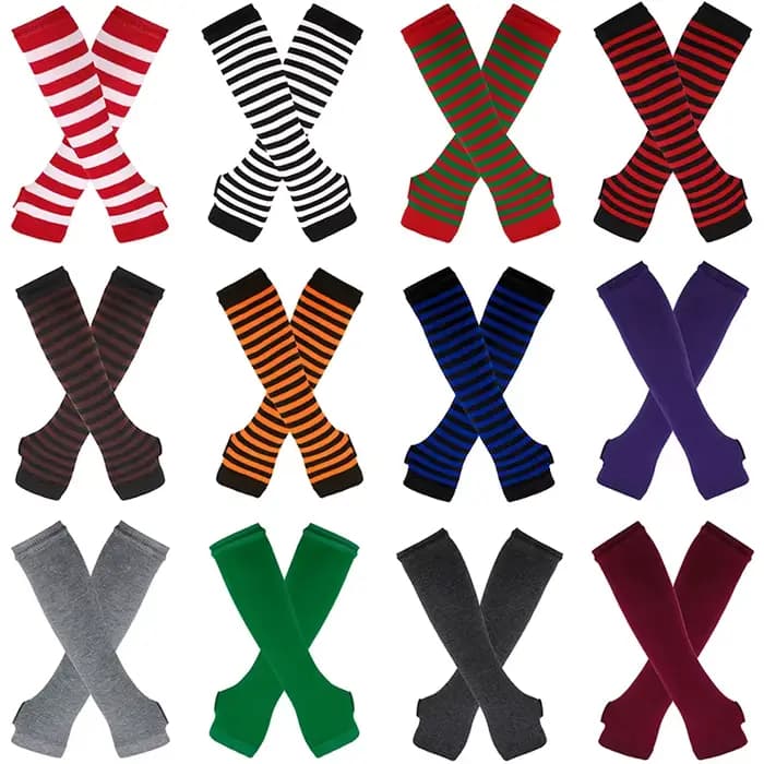 Nouveau Long gant bras couverture classique rose noir et blanc rayé sans doigts coude gants plus chaud tricoté bracelet