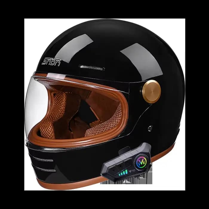 Casque de moto intégral rétro avec Bluetooth