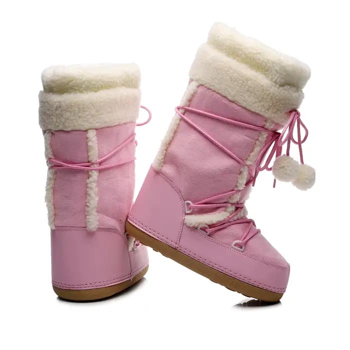 Bottes de neige roses pour femmes, bottes d'hiver épaisses, imperméables, antidérapantes, mi-mollet, à la mode, en fourrure chaude, chaussures d'hiver pour femmes
