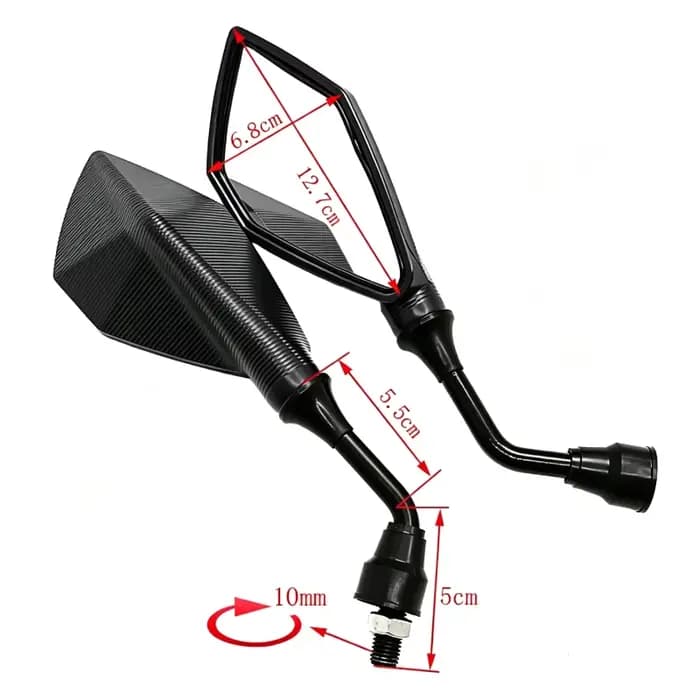 2 rétroviseurs latéraux réglables grand angle de 10 mm pour moto et vélo