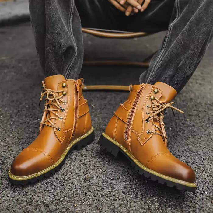 Bottines de moto en cuir pour hommes