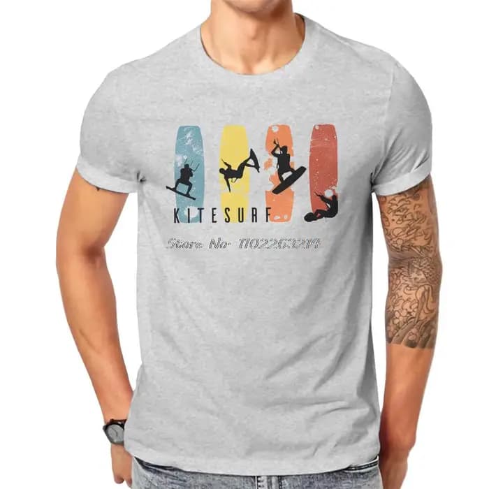 Kitesurf Kitesurf T-shirt drôle Simple et loisirs Personnaliser T-shirt pour hommes T-shirts en coton unisexe Streetwear surdimensionné