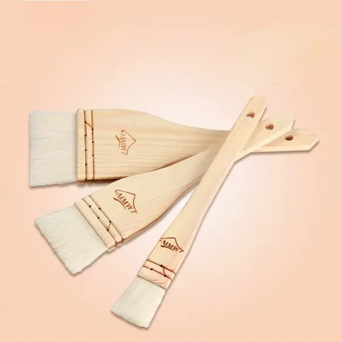 Pinceau à gâteau de lune avec manche en bois, brosse à huile en laine, accessoires de cuisson, outils de cuisine, ménage