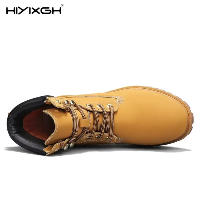 Bottines montantes en cuir véritable pour hommes et femmes, chaussures de sport de plein air de haute qualité, bottines antidérapantes à lacets