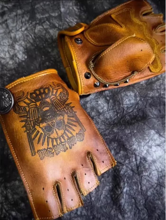Gants de moto en cuir de chèvre véritable pour hommes