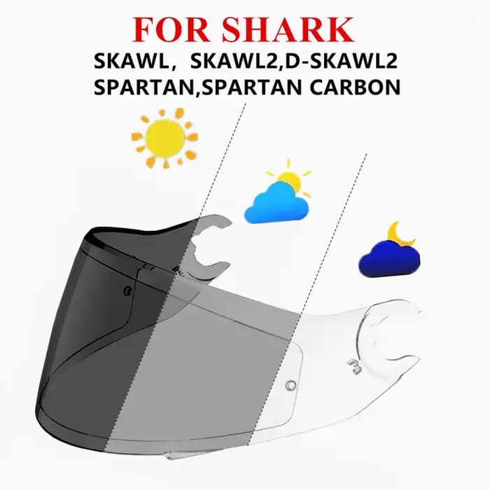SHARK D Skwal D-Skwal 2 Spartan casque visière intégral remplacement Moto casques lentille noir Iridrum argent photochromique Visera