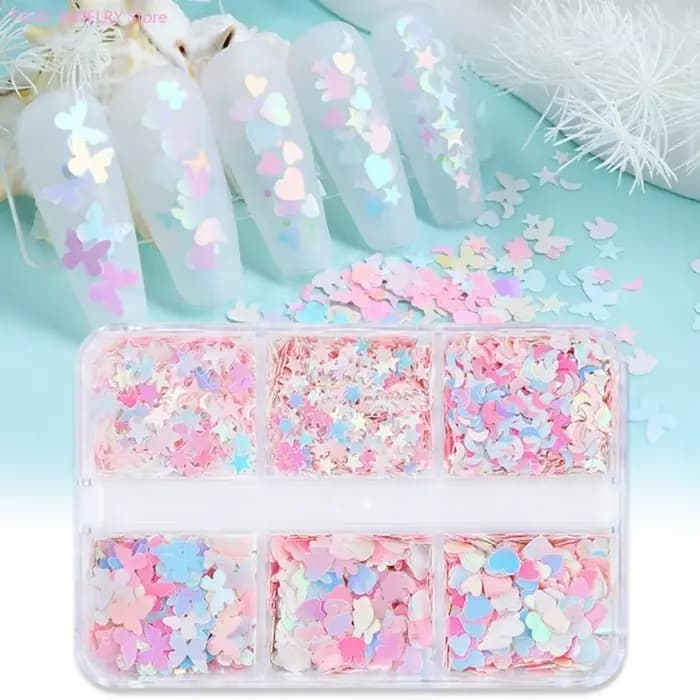 62KE – Paillettes étoiles pour ongles, accessoires pour ongles, Paillettes pour décoration des ongles, Patch manucure,
