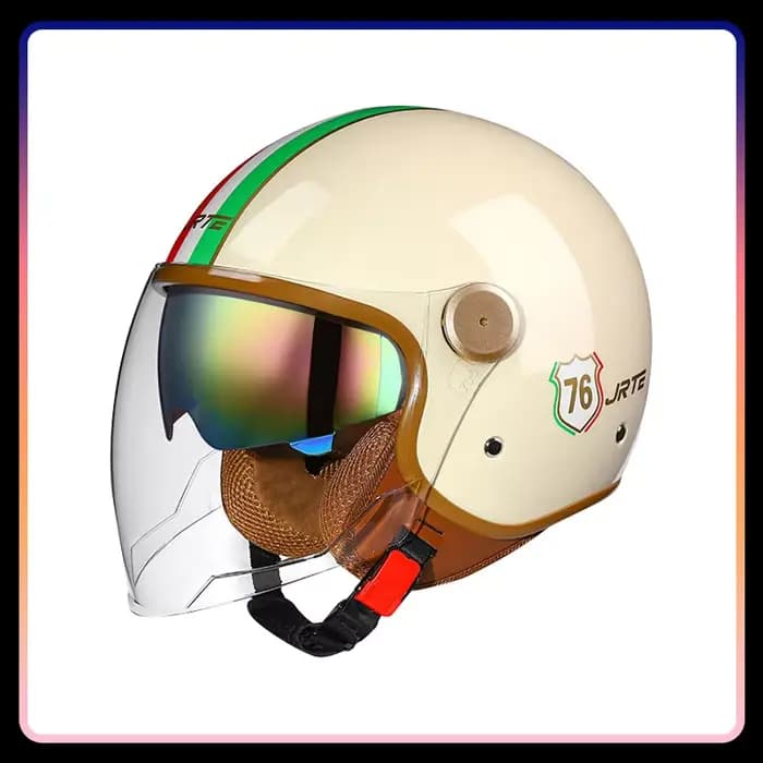 DOT ECE casques ouverts Jet Moto casque Daul lentille rétro semi-ouvert